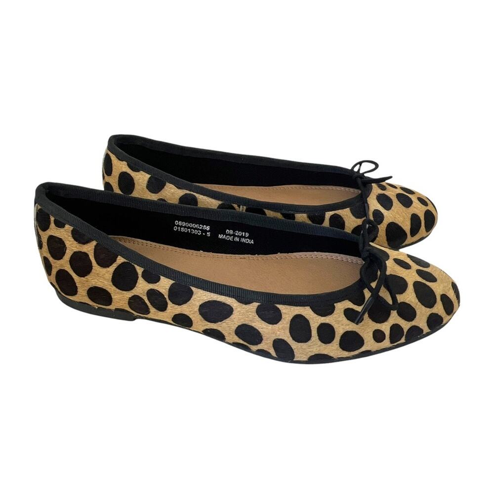 ASOS Lenor Ballet Flats NEW Sz 7 Women's Wide Fit Spotted Calf Hair Yellow Black